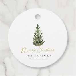 Etiquetas Para Lembrancinhas Árvore de Natal Moderna Minimalista de Aquarela