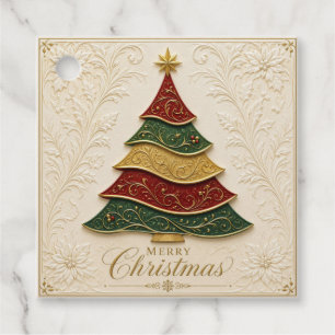 Etiquetas Para Lembrancinhas Árvore de Natal Ornamentada a Ouro