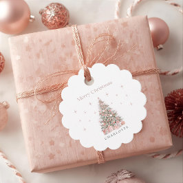 Etiquetas Para Lembrancinhas Árvore de Natal Rosa Moderno – Férias Personalizad