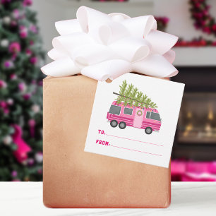 Etiquetas Para Lembrancinhas Árvore de Natal Rosa RV Camper Para De