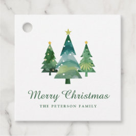 Etiquetas Para Lembrancinhas Árvores de Natal de Cores Aquáticas com Script Ele
