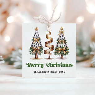 Etiquetas Para Lembrancinhas Árvores de Natal Elegantes com Estampa de Leopardo