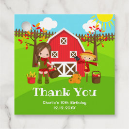 Etiquetas Para Lembrancinhas Autumn Barnyard Birthday Brown Hair Girl Obrigado