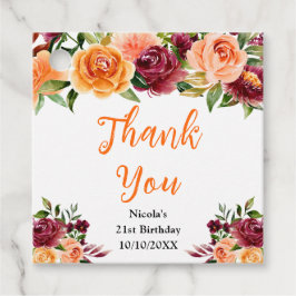 Etiquetas Para Lembrancinhas Autumn Burgundy and Orange Birthday Thank You