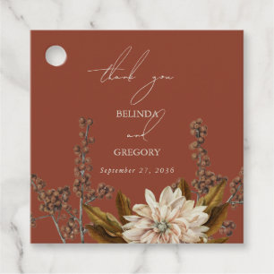 Etiquetas Para Lembrancinhas Autumn Floral Terracotta Watercolor Casamento outo