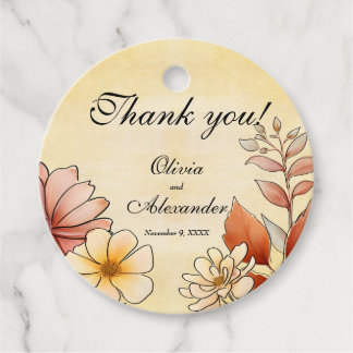 Etiquetas Para Lembrancinhas Autumn Watercolor Floral Terracotta Yellow Casamen