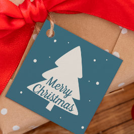 Etiquetas Para Lembrancinhas Azul com pinheiro branco e árvore de Natal em floc