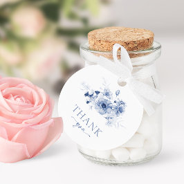 Etiquetas Para Lembrancinhas Azul Desbotado Floral "Obrigado"