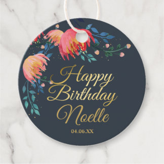 Etiquetas Para Lembrancinhas Azul Escuro, Elegante, Flores Whimsical, Destaque 