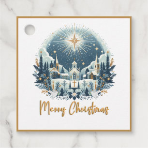 Etiquetas Para Lembrancinhas Azul Feliz Natal e ouro
