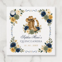 Azul Marinho Dourado Cavalo Floral Charra Quinceañ