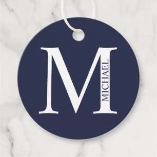 Etiquetas Para Lembrancinhas Azul Marinho Personalizado Monograma e Nome