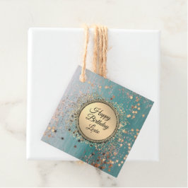 Etiquetas Para Lembrancinhas Azul-Teal Personalizado Aniversário Glitter Stardu