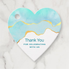 Etiquetas Para Lembrancinhas Azul Tropical Tranquila Verde com Borda Dourada