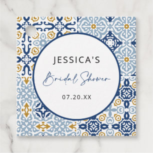 Etiquetas Para Lembrancinhas Azulejo Amalfi Chá de panela Amarelo Azul