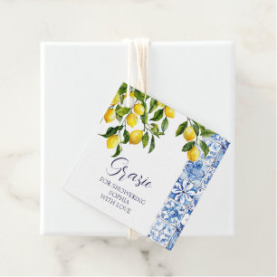 Etiquetas Para Lembrancinhas Azulejo Azul Lemon Citrus Positano