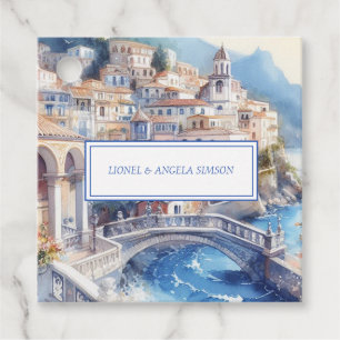 Etiquetas Para Lembrancinhas Azulejos Azuis da Costa Amalfi Itália Foto Persona