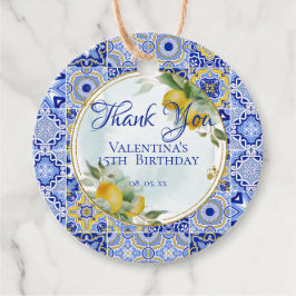 Etiquetas Para Lembrancinhas Azulejos Azuis Italianos Limons Script Obrigado