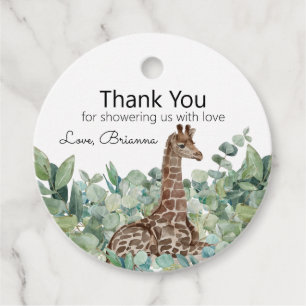 Etiquetas Para Lembrancinhas Baby Giraffe Greenerence Chá de fraldas Obrigado