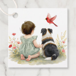 Etiquetas Para Lembrancinhas Baby Girl, Puppy Dog, Butterflies and Wildflowers