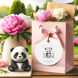 Etiquetas Para Lembrancinhas Baby Panda Peonies Jungle Chá de fraldas Obrigado