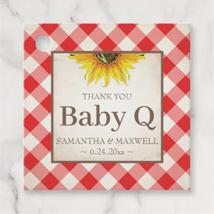 Etiquetas Para Lembrancinhas Baby Q Gingham e Sunflower Obrigado Red