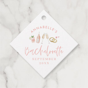 Etiquetas Para Lembrancinhas Bachelorette de champanhe moderna cor-de-rosa