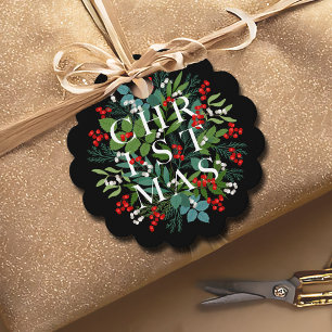 Etiquetas Para Lembrancinhas Bagas de Verdura TIPO CHRISTMAS Preto
