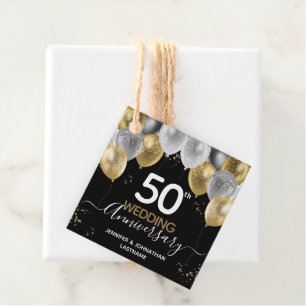 Etiquetas Para Lembrancinhas Balões Dourados do 50º aniversário