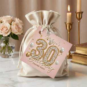 Etiquetas Para Lembrancinhas Baloões Pérolas Rosa Elegante 30º Aniversário