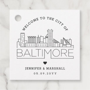 Etiquetas Para Lembrancinhas Baltimore Skyline Favor de Boas-vindas