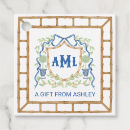 Etiquetas Para Lembrancinhas Bambu & Olive Topiary Crest | Monograma