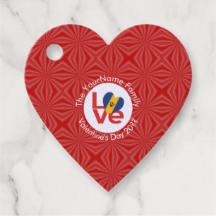 Etiquetas Para Lembrancinhas Bandeira Vermelha de Amor Personalizada de Barbado