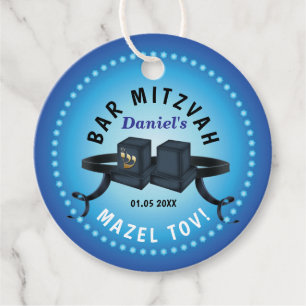 Etiquetas Para Lembrancinhas Bar Feliz Mitzvah 20XX Decorativo Azul