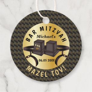 Etiquetas Para Lembrancinhas Bar Feliz Mitzvah 20XX Decorativo Dourado