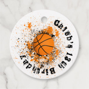 Etiquetas Para Lembrancinhas Basquete Grunge Mancha Laranja Preto Festa