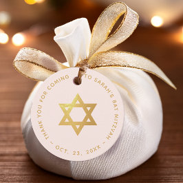 Etiquetas Para Lembrancinhas Bat Mitzvah Pink Faux Gold Star of David Thank You