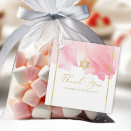 Etiquetas Para Lembrancinhas Bat Mitzvah Watercolor Favor Tags | Rosa Abstrato