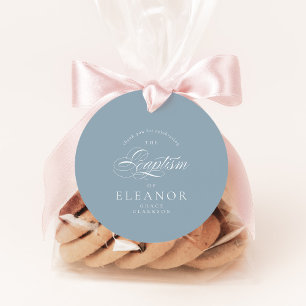 Etiquetas Para Lembrancinhas Batismo da Caligrafia Elegante Azul Obrigado