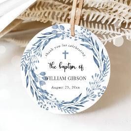 Etiquetas Para Lembrancinhas Batismo de Florais Azuis