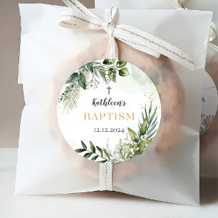 Etiquetas Para Lembrancinhas Batismo de Folhagem Elegante