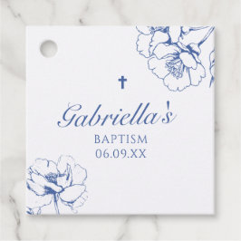 Etiquetas Para Lembrancinhas Batismo Floral Botânico Azul
