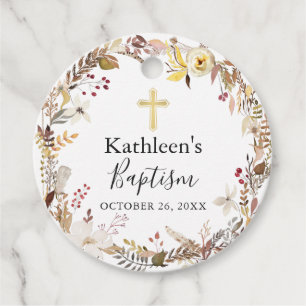 Etiquetas Para Lembrancinhas Batismo Floral de outono Elegante