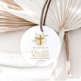 Etiquetas Para Lembrancinhas Batismo Floral de Palma Seca de Boho