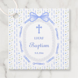 Etiquetas Para Lembrancinhas Batismo Floral do Frame de Fita de Arco Azul
