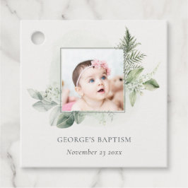 Etiquetas Para Lembrancinhas Batismo Fotográfico Rustic Green Eucalyptus Fern