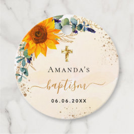 Etiquetas Para Lembrancinhas Batismo girassol eucalipto brilha moderno