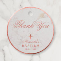 Batismo Menina Elegante Mármore Rosa Dourado Obrig