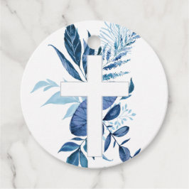 Etiquetas Para Lembrancinhas Batismo Rustic Marinho Blue Greenery Cross Boy