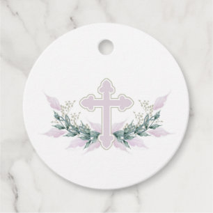 Etiquetas Para Lembrancinhas Batismo transversal cor-de-rosa do baptismo do